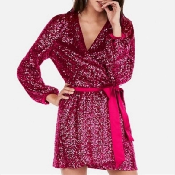 Express Pink Sequin Mini Dress - Picture 1 of 14